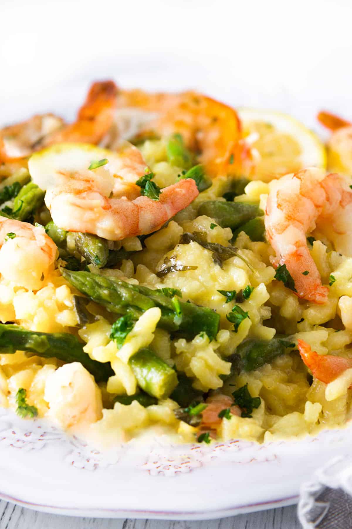 Easy No-Stir Shrimp Asparagus Saffron Risotto for Weeknights